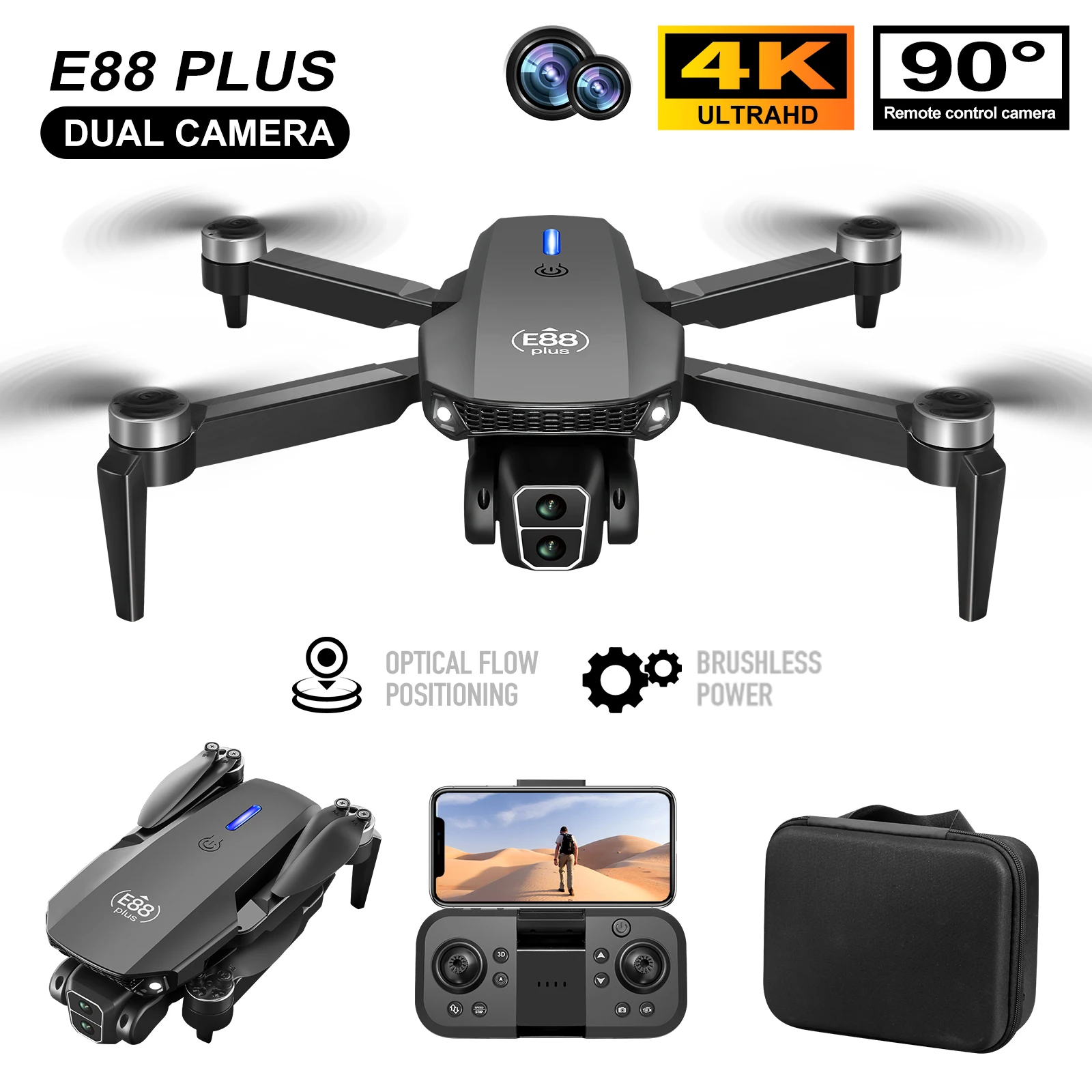 New E88 Plus Quadcopter Drone: – Drone Gimbal Brushless recenzja i cena